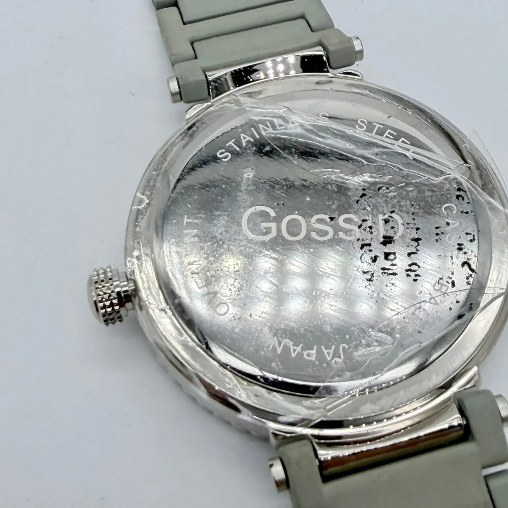 Gossip Roman Numeral Mens‎ Japan Quartz Stainless Grey Link Watch Silver Dial